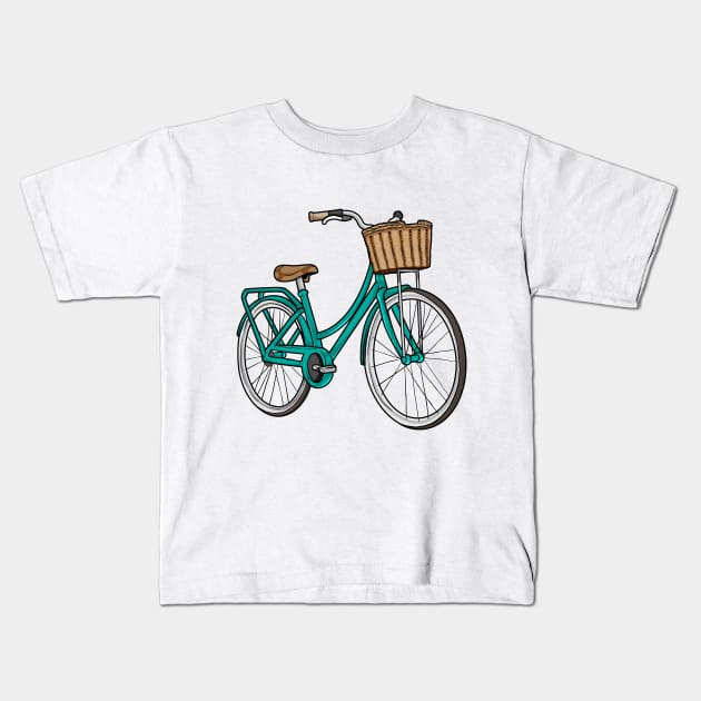 Lady's bike with Basket Kids T-Shirt by Markus Schnabel